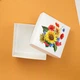 Коробка подарункова eko-kraft 195*195*97 мм Біла Коробка з кришкою для упаковки українських сувенірів "Соняшники-маки" - зображення 4