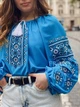 Шифонова жіноча вишиванка блакитна блуза з чорною вишивкою "Амелі" 12072-58 (3XL) - зображення 5