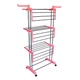 Сушилка для белья и одежды Garment Rack With Wheels напольная раскладная 3 яруса Розовая - изображение 3