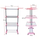 Сушилка для белья и одежды Garment Rack With Wheels напольная раскладная 3 яруса Розовая - изображение 4