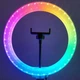 Кольцевая лампа светодиодная LED RGB 3D 36 см цветная двухсторонняя Селфи кольцо со штативом от USB Набор блогера - изображение 2