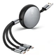 Кабель рулетка 3 в 1 MicroUSB Type-C Lightning для заряджання Android та iPhone 1м - зображення 1