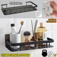 Металлическая полка для ванной Art-Home Bath Holder самоклеящеюся, прочная до 10 кг Черная - изображение 1