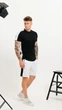 Мужские шорты с лампасами ATEX 0067 L Белый с черным ( AT- 0067/9 D ) - изображение 1