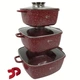 Набор кастрюль с гранитным антипригарным покрытием Higher Kitchen HK-302 3 шт, Красные - изображение 2