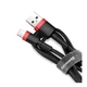 Кабель Baseus Cafule USB - Lightning 2m CALKLF-C19 чорно червоний - зображення 2