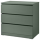 Комод MALM на 3 шухляди IKEA 705.690.79 сіро-зелений 80x78 - зображення 1