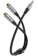 Кабель Переходник 2 in 1 Mini-Jack 3.5mm Аудио+Микрофон Hoco Аукс Audio adapter 0,25M Black-Grey - изображение 1