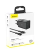 Мережевий зарядний пристрій Baseus Speed Mini QC Single PD3.0 18W Type-C 3A + Кабель 18W Type-C to Lightning 1м Чорний - зображення 6