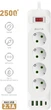Сетевой фильтр-удлинитель Aura Energy 4+3 USB-A + USB-C (PD) 2 м White (AUEMFP43PD2MW) - изображение 1