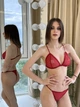 Комплект женский бюстгальтер с мягкой чашкой стринги из сеточки на регуляторах Felisiya Lingerie Красный 2004+204-101с One size - изображение 1