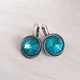 Сережки Hand Made с чернением с бирюзово-голубыми кристаллами Swarovski - изображение 1