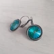 Сережки Hand Made с чернением с бирюзово-голубыми кристаллами Swarovski - изображение 3