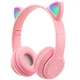 Наушники Bluetooth УШКИ CATear LED беспроводные RGB 360 мАч Розовые CPM-047-Pink - изображение 2