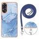 Захисний чохол Deexe Marble Case with Strap для OPPO Reno 8T - Blue - зображення 4