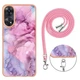 Захисний чохол Deexe Marble Case with Strap для OPPO Reno 8T - Rose - зображення 4