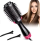 Одноступенчатый фен расчёска щетка для укладки волос стайлер 3 в 1 One Step Hair Dryer and Styler 1000 Вт Чёрно-розовый (2244) - изображение 2