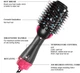 Одноступенчатый фен расчёска щетка для укладки волос стайлер 3 в 1 One Step Hair Dryer and Styler 1000 Вт Чёрно-розовый (2244) - изображение 7