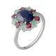 Серебряное кольцо с натуральным сапфиром 5.58ct, изумрудом, рубином, вес изделия 4,32 гр (2065180) - изображение 1
