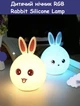 Силіконовий нічник RGB у формі кролика Rabbit Silicone Lamp LY-271, Синій - зображення 3