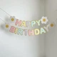 Гірлянда Розтяжка Паперова Happy Birthday З Ромашками | Макарун - зображення 4