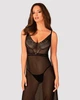 Напівпрозора довга сорочка Obsessive Estiqua chemise M/L, чорний, асиметричний крій - изображение 1