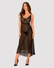 Напівпрозора довга сорочка Obsessive Estiqua chemise M/L, чорний, асиметричний крій - изображение 3