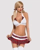 Эротический костюм школьницы с мини-юбкой Obsessive Schooly 5pcs costume бело-красный L/XL - изображение 1