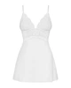 Сатиновий пеньюар з мереживом Obsessive 810-BAB-2 babydoll & thong L/XL, білий, пеньюар, танга - изображение 5