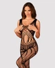Сітчастий бодістокінг з вирізами та малюнком Obsessive Bodystocking G328 S/M/L, чорний, комбінезон - зображення 1