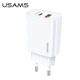Адаптер мережевий USAMS T35 Fast Charger US-CC121 |1USB/1Type-C, 20W, PD3.0/QC| білий - зображення 2