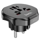Переходник для розеток ENG/USA/Euro/China на EURO HOCO Unimpeded universal conversion plug (10A, 2500W). Black - изображение 2