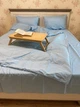 Комплект постільної білизни Satin Stripe Light blue блакитний 100% бавовна 220х180 см - зображення 1