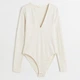 Боди-футболка женская H&M 061089775 S/M Бежевая (6666000249821) - изображение 5