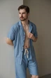 Піжама Handy Wear Linen Strip Short блакитна M - зображення 5