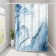 Шторка для ванной комнаты Bathlux 180 x 180 см с водоотталкивающим покрытием с мраморным синим узором - изображение 4
