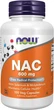 N-ацетилцистеин Now Foods, NAC-acetyl cycteine 600 мг, 100 капсул - изображение 1