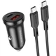 АЗУ + кабель Type C Borofone BZ18A PD20W+QC3.0 C to C для зарядки в автомобиле Black (755136) - изображение 3