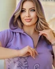 Летний спортивный костюм кофта со стразами большого размера 48-50 Лавандовый - изображение 3