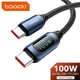 Кабель Toocki Type-C – Type-C PD 100W (20V/5A) LED дисплей швидка зарядка для ноутбуків смартфонів планшетів 1000мм BLUE (690434096821) - зображення 1