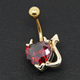 Серьга для пирсинга пупка Shine из медицинской стали Чертик с красным камнем, под золото - изображение 7