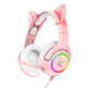 Наушники игровые ONIKUMA Gaming CAT LED K9 3.5 Розовые - изображение 1