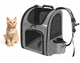 Рюкзак-переноска PETSmart для котів и собак 42 х 33 х 28 см, сіра з чорною стрічкою (PETSmart4) - изображение 5