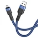 Кабель зарядки hoco. U110 USB-A на Micro-USB додаткова міцність, матеріал конекторів: цинковий сплав, струм до 2.4A Blue - зображення 4