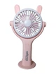 Вентилятор ручний акумуляторний Mini Fan CS092-4 з вушками, підставкою, підсвічуванням та USB-зарядкою Рожевий - зображення 1