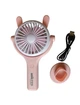 Вентилятор ручний акумуляторний Mini Fan CS092-4 з вушками, підставкою, підсвічуванням та USB-зарядкою Рожевий - зображення 4