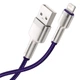 Кабель усиленный Baseus Cafule Metal USB - Lightning 2.4A (1m) фиолетовый (CALJK-A05) - изображение 2