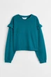 Зеленый укороченный свитшот для девочек H&M 8-10 лет 134-140 см - изображение 2