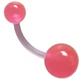 Серьга-банан для пирсинга пупка акриловая, розовая (флуоресцентная) - изображение 1