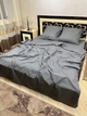 Постельное белье хлопковое в полоску Двуспальное 180 x 220 Бязь Серое 70 х 70 - изображение 2